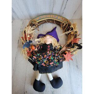 Vintage greetings witch wreath‎ hanging Halloween home decor prop